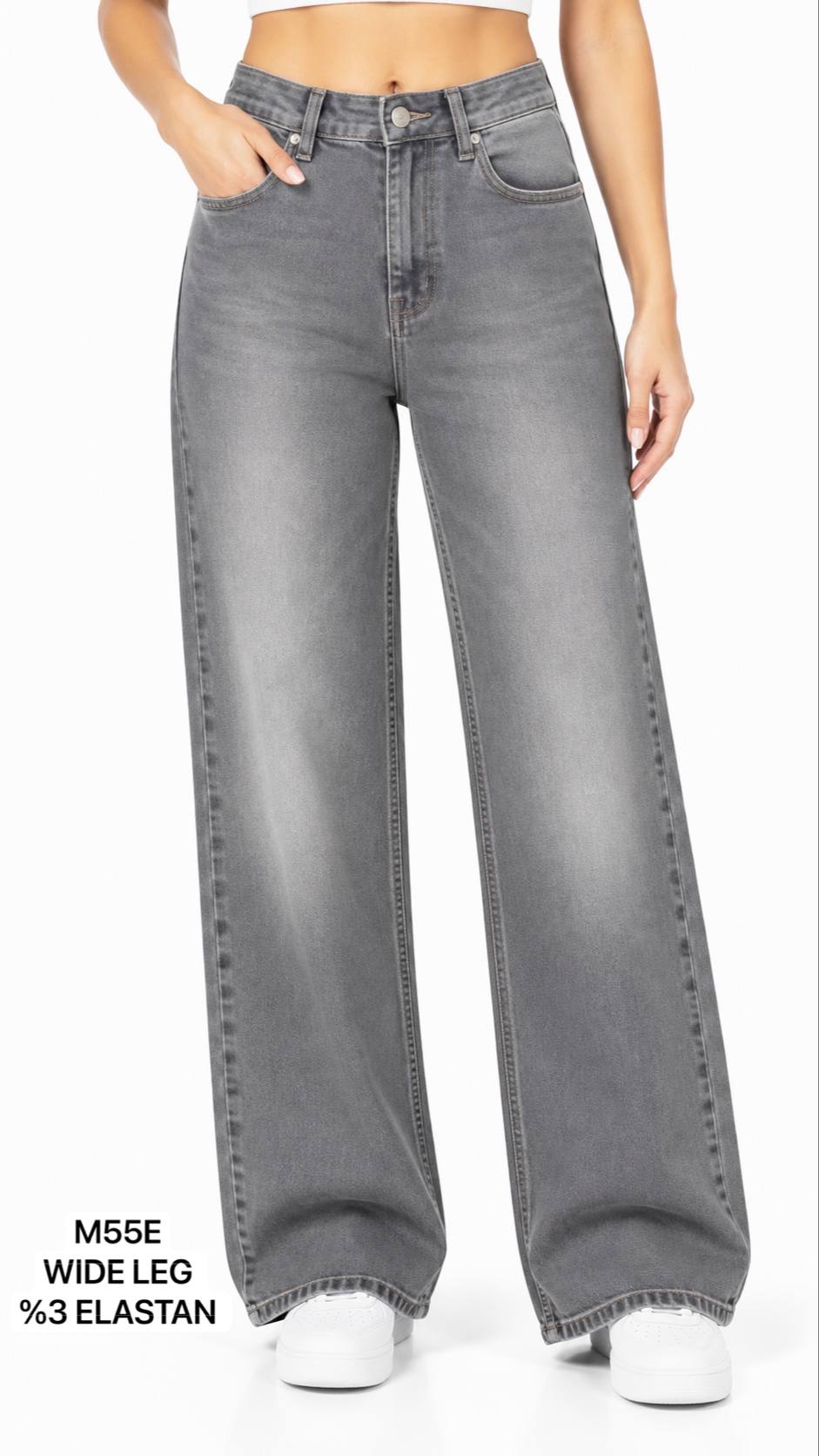 ELASTAN WIDELEG DENİM PANTOLON görsel 2